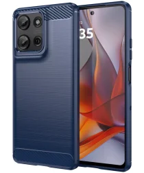 Motorola Moto G75 Hoesje Geborsteld TPU Flexibele Back Cover Blauw