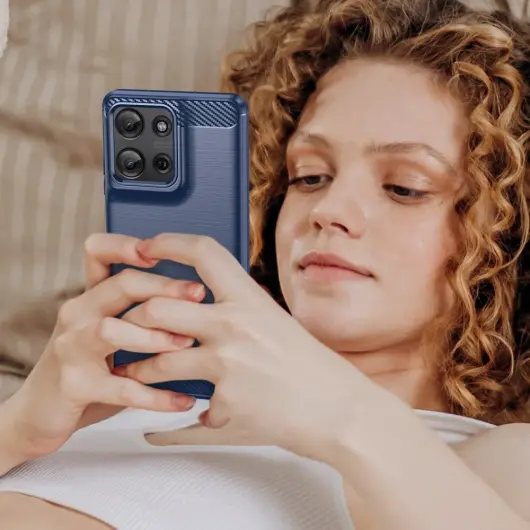 Motorola Moto G75 Hoesje Geborsteld TPU Flexibele Back Cover Blauw afbeelding 7