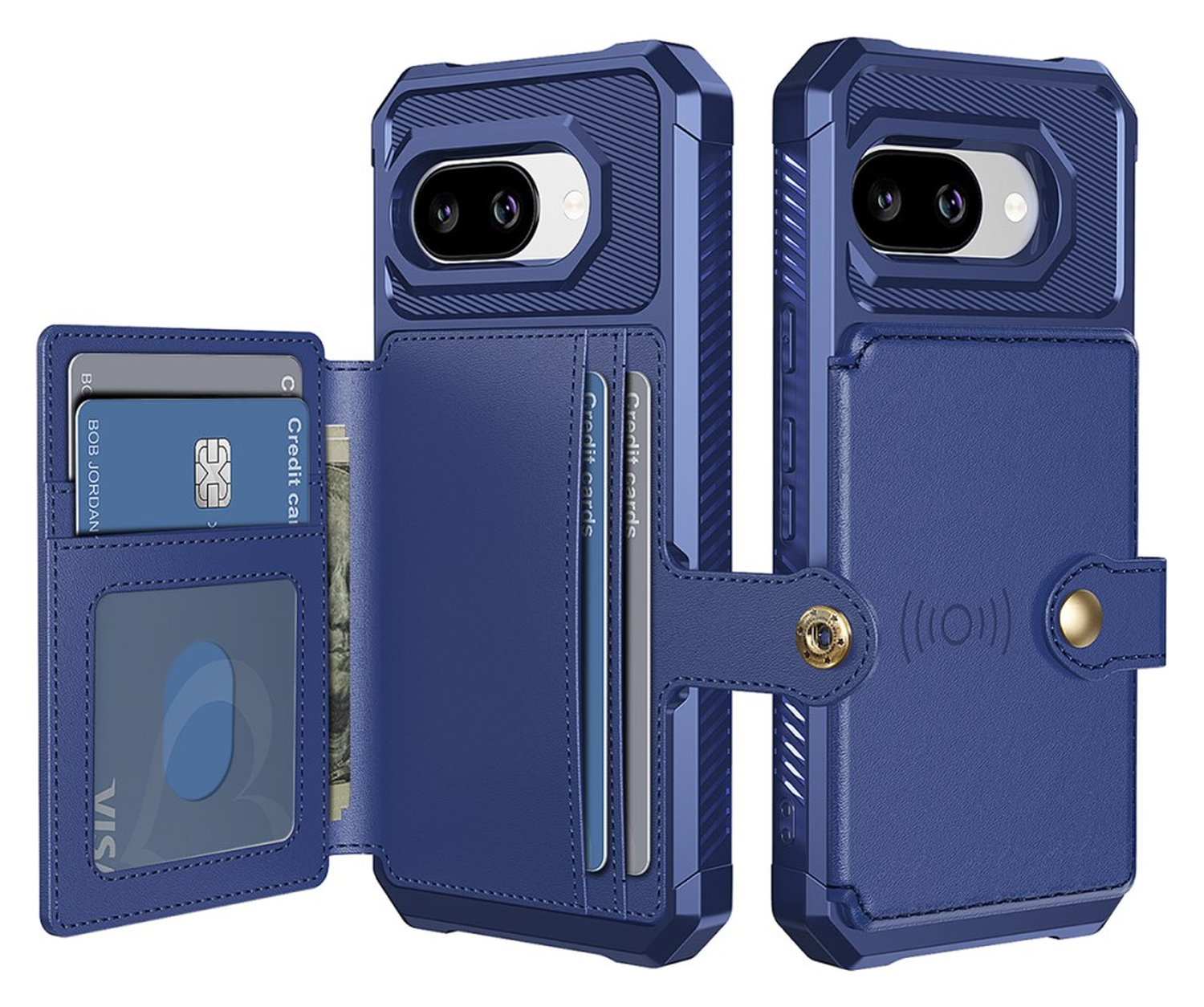 Google Pixel 9a Hoesje 3-in-1 Pasjes Portemonnee Back Cover Blauw afbeelding 1