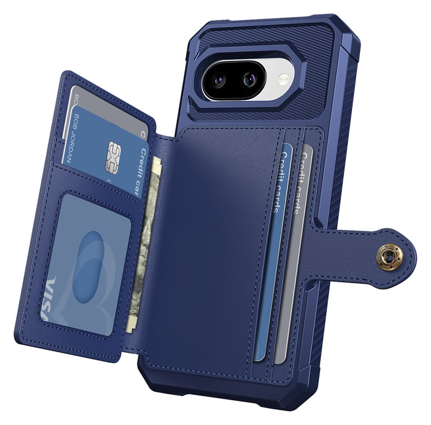 Google Pixel 9a Hoesje 3-in-1 Pasjes Portemonnee Back Cover Blauw afbeelding 2