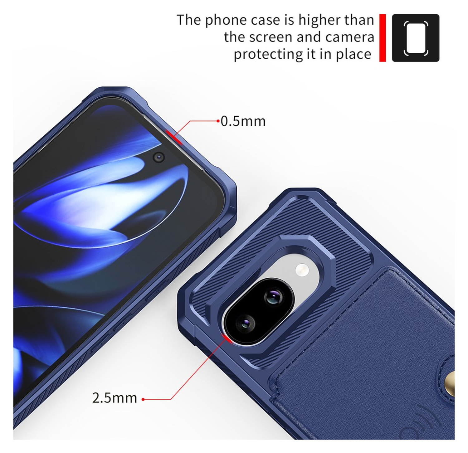 Google Pixel 9a Hoesje 3-in-1 Pasjes Portemonnee Back Cover Blauw afbeelding 5