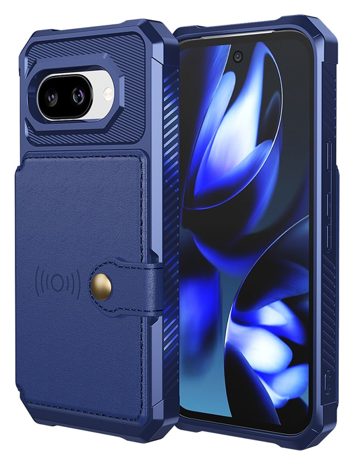 Google Pixel 9a Hoesje 3-in-1 Pasjes Portemonnee Back Cover Blauw afbeelding 6