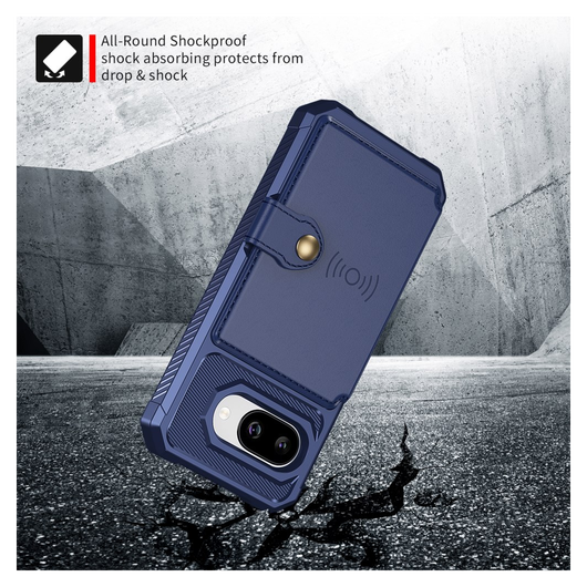 Google Pixel 9a Hoesje 3-in-1 Pasjes Portemonnee Back Cover Blauw afbeelding 4