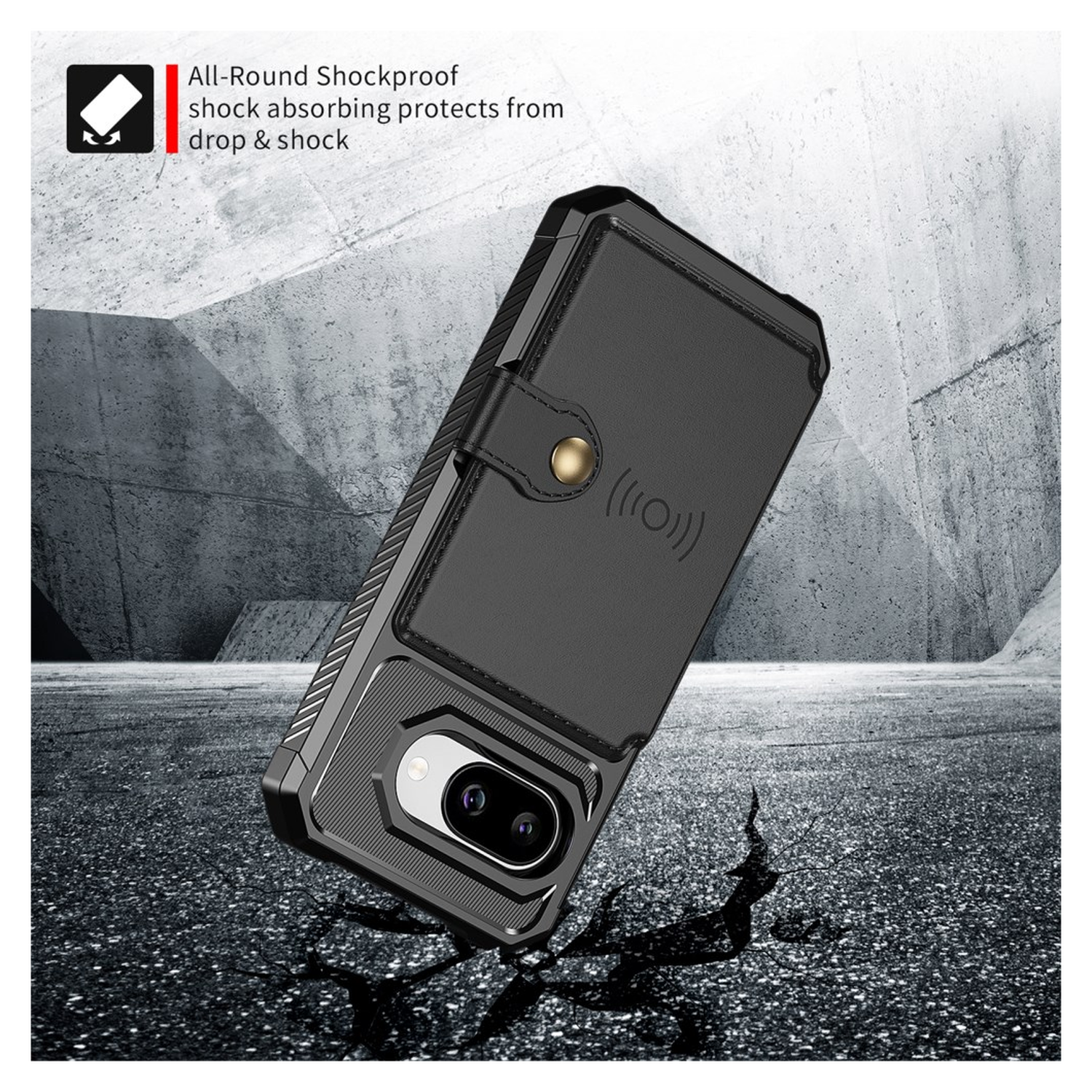 Google Pixel 9a Hoesje 3-in-1 Pasjes Portemonnee Back Cover Zwart afbeelding 3