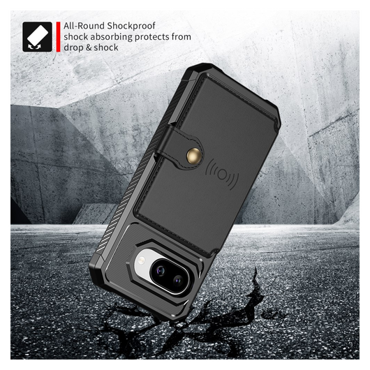 Google Pixel 9a Hoesje 3-in-1 Pasjes Portemonnee Back Cover Zwart afbeelding 3