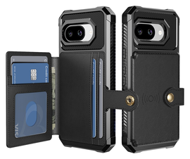 Google Pixel 9a Hoesje 3-in-1 Pasjes Portemonnee Back Cover Zwart