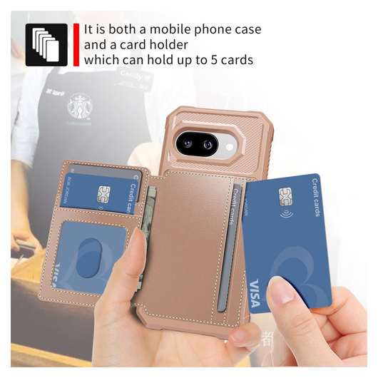 Google Pixel 9a Hoesje 3-in-1 Pasjes Portemonnee Back Cover Roze afbeelding 3