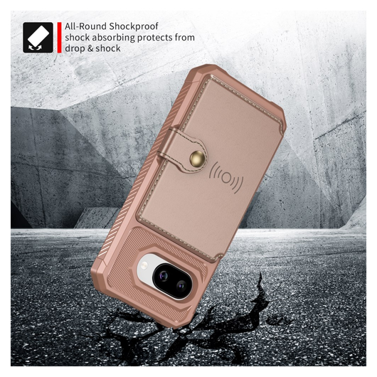 Google Pixel 9a Hoesje 3-in-1 Pasjes Portemonnee Back Cover Roze afbeelding 4