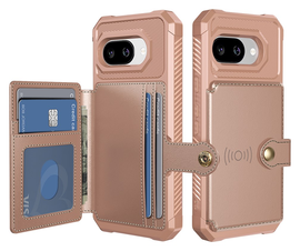 Google Pixel 9a Hoesje 3-in-1 Pasjes Portemonnee Back Cover Roze