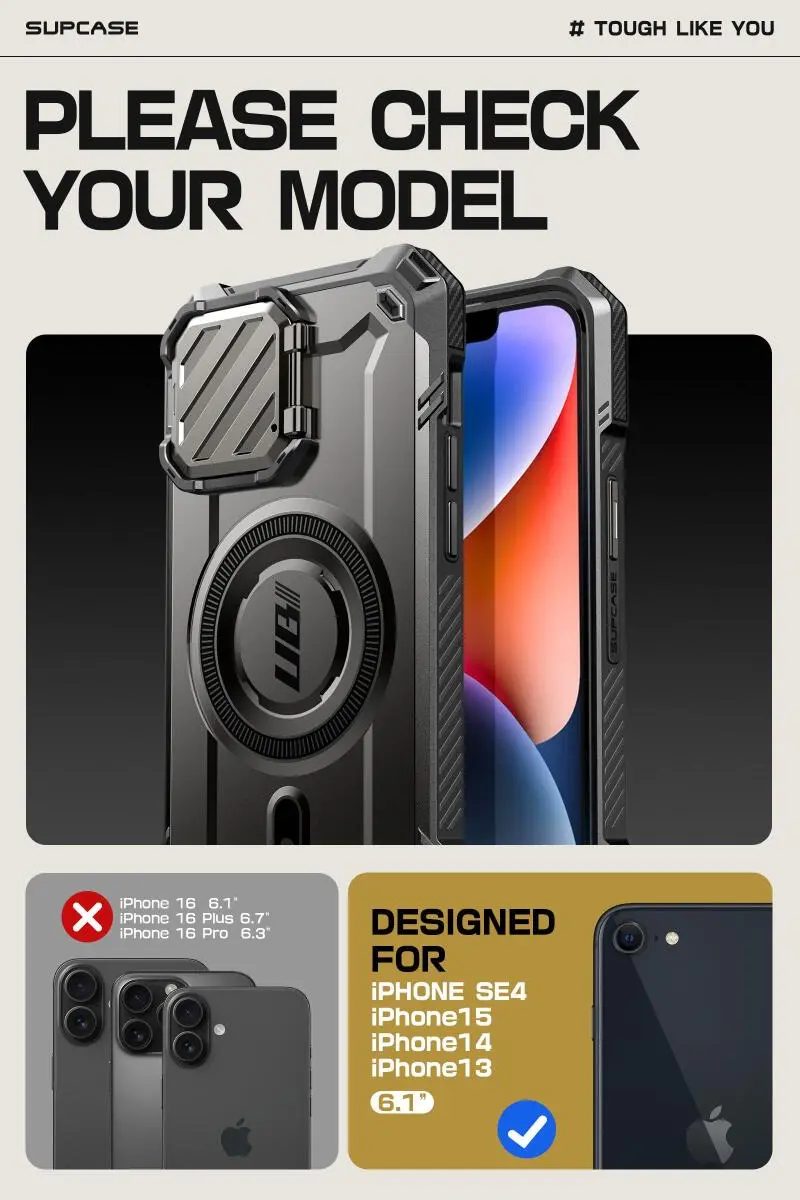 SUPCASE UB Pro MagXT Apple iPhone 16e Hoesje Camera Protector Zwart afbeelding 3