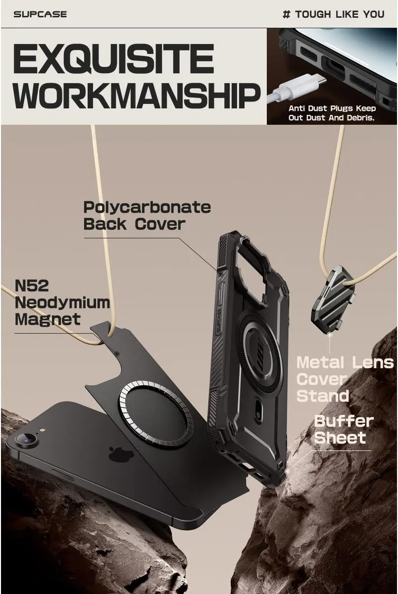 SUPCASE UB Pro MagXT Apple iPhone 16e Hoesje Camera Protector Zwart afbeelding 6