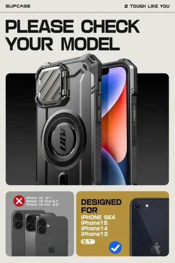 SUPCASE UB Pro MagXT Apple iPhone 16e Hoesje Camera Protector Zwart afbeelding 3