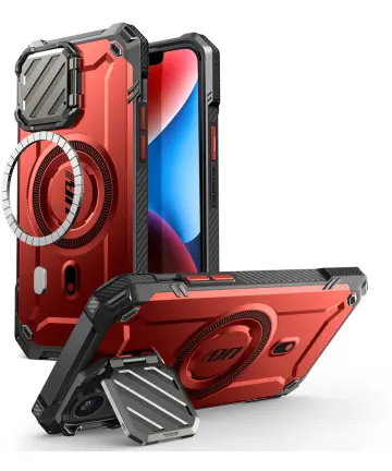 SUPCASE UB Pro MagXT Apple iPhone 16e Hoesje Camera Protector Rood Hoesjes