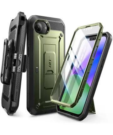 SUPCASE UB Pro Apple iPhone 16e Hoesje FullProtect Kickstand Donkergroen Hoesjes