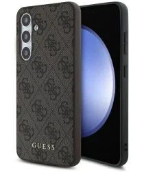 Guess Samsung Galaxy S24 FE Hoesje Hard Case 4G Metal Gold Logo Bruin