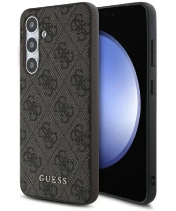 Guess Samsung Galaxy S24 FE Hoesje Hard Case 4G Metal Gold Logo Bruin Hoesjes