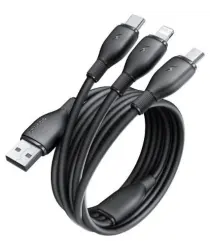 Baseus USB 3-in-1 Kabel met Lightning / USB C / Micro USB 0.8M Zwart afbeelding