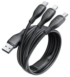 Baseus USB 3-in-1 Kabel met Lightning / USB C / Micro USB 0.8M Zwart