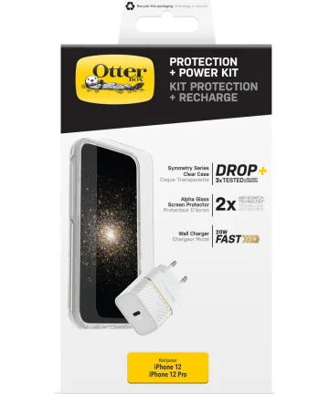 OtterBox iPhone 12/12 Pro Set - Symmetry Hoesje + Alpha Glass + Lader 20W Hoesjes