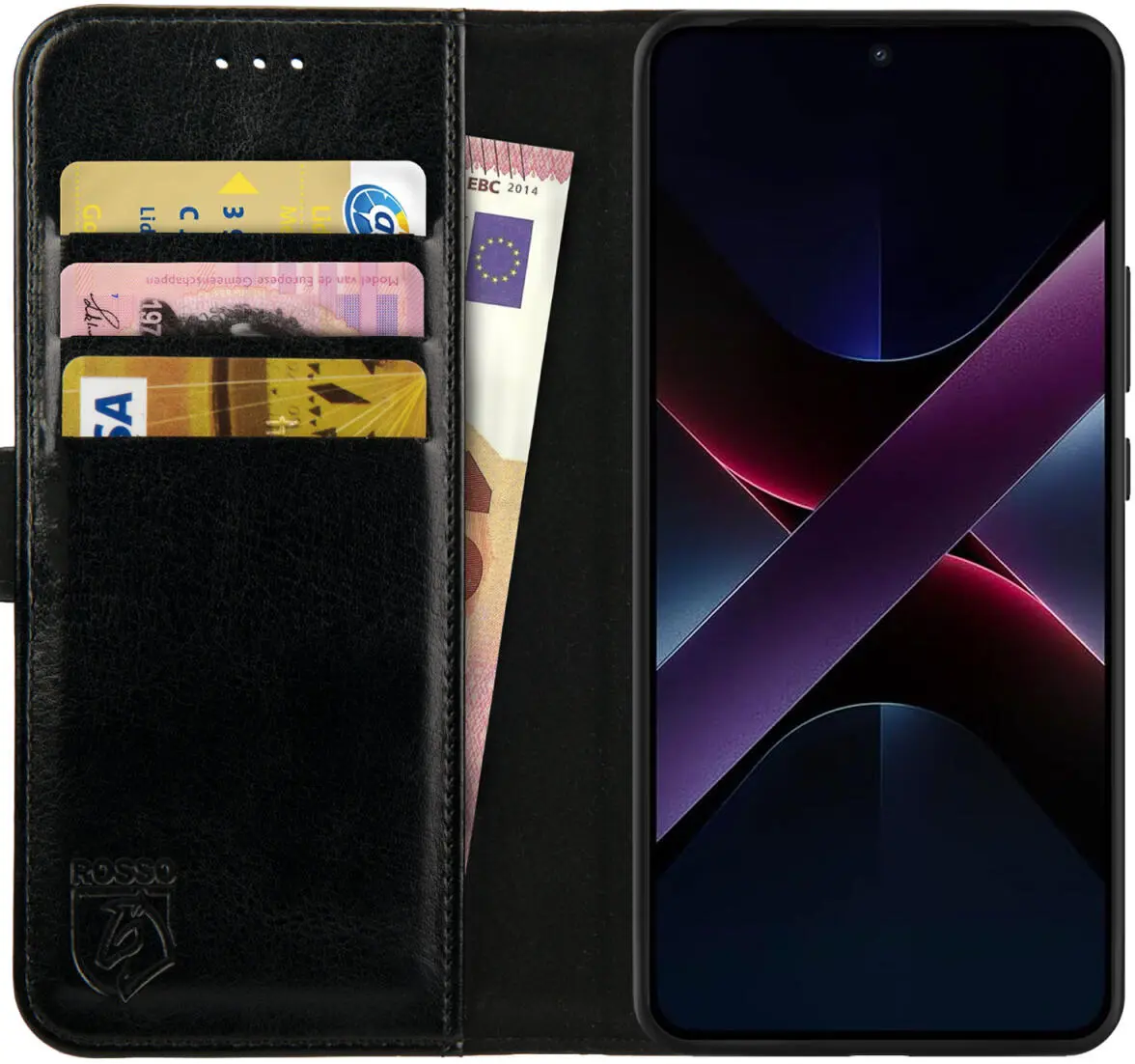 Rosso Element Xiaomi Poco X7 Hoesje Book Case Wallet Zwart afbeelding 1