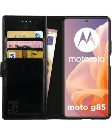 Rosso Element Motorola Moto G85 Hoesje Book Case Wallet Zwart Hoesjes