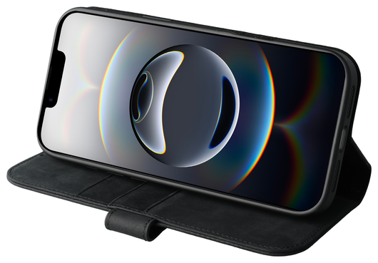 Rosso Elite Apple iPhone 16e Hoesje met MagSafe Book Case Echt Leer Zwart afbeelding 10