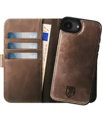 Rosso Elite Apple iPhone 16e Hoesje met MagSafe Book Case Echt Leer Bruin afbeelding