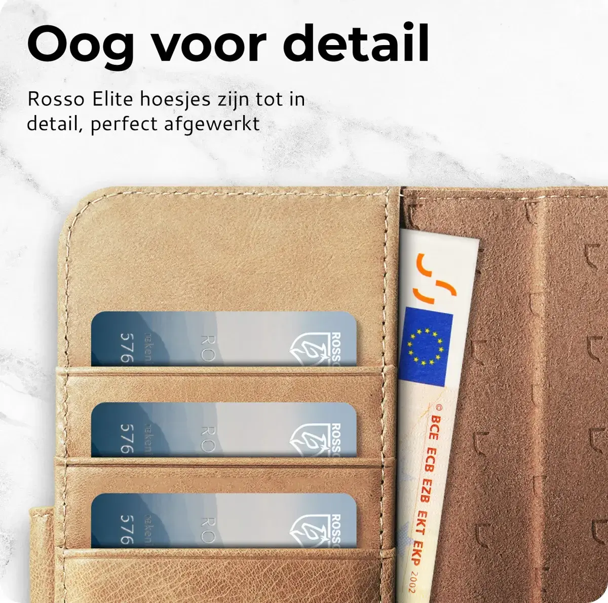 Rosso Elite Apple iPhone 16e Hoesje met MagSafe Book Case Echt Leer Lichtbruin afbeelding 5