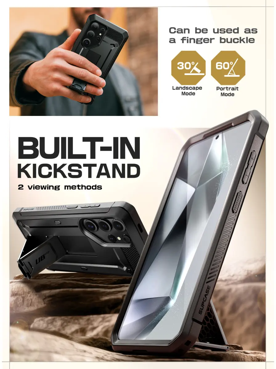 SUPCASE UB Pro Samsung Galaxy S25 Ultra Hoesje Full Protect Kickstand Zwart afbeelding 6