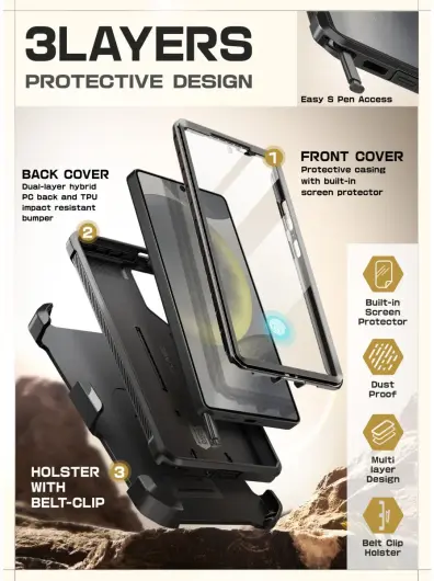 SUPCASE UB Pro Samsung Galaxy S25 Ultra Hoesje Full Protect Kickstand Zwart afbeelding 7