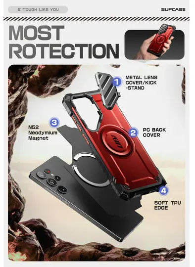 SUPCASE UB Pro MagXT Samsung Galaxy S25 Ultra Hoesje Camera Protector Rood afbeelding 4