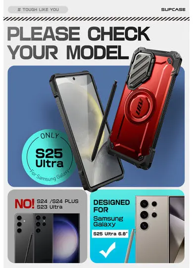SUPCASE UB Pro MagXT Samsung Galaxy S25 Ultra Hoesje Camera Protector Rood afbeelding 6