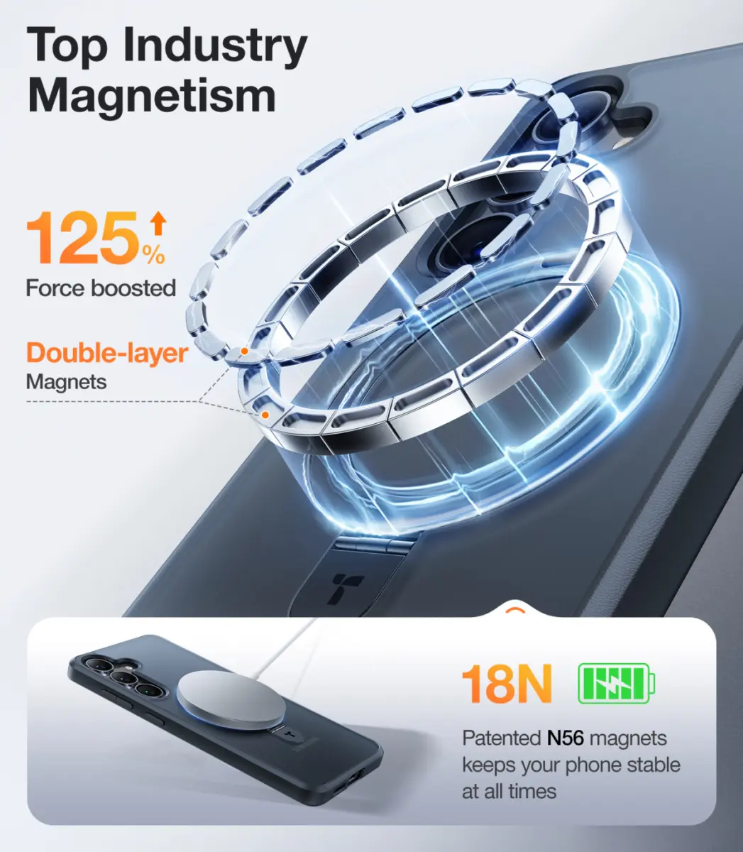 TORRAS Ostand Pro Magnetic Samsung Galaxy S25 Hoesje 360° Stand Zwart afbeelding 8