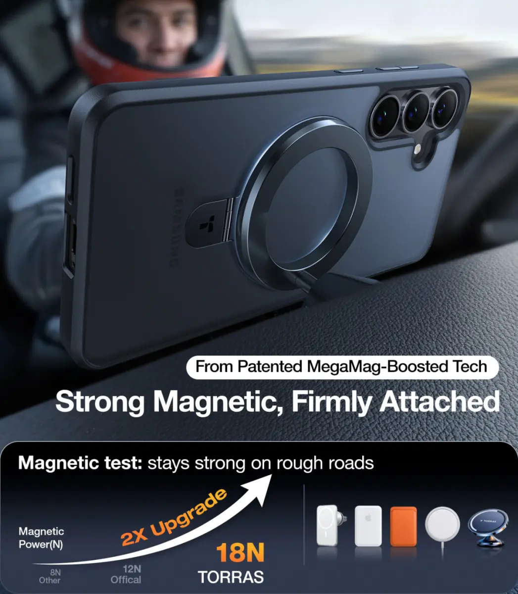 TORRAS Ostand Pro Magnetic Samsung Galaxy S25 Hoesje 360° Stand Zwart afbeelding 9