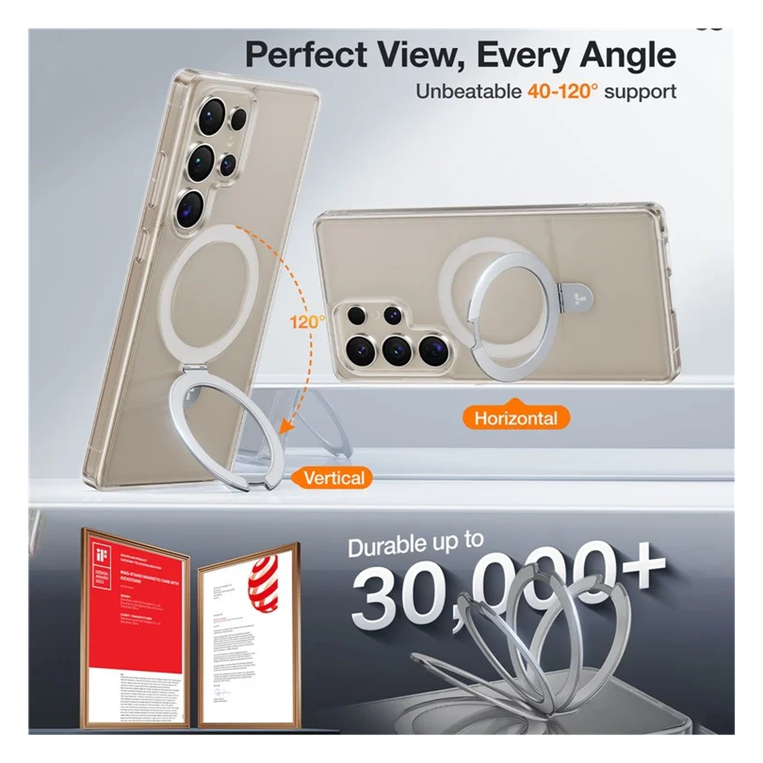 TORRAS Ostand Pro Magnetic Samsung S25 Ultra Hoesje met Stand Transparant afbeelding 8