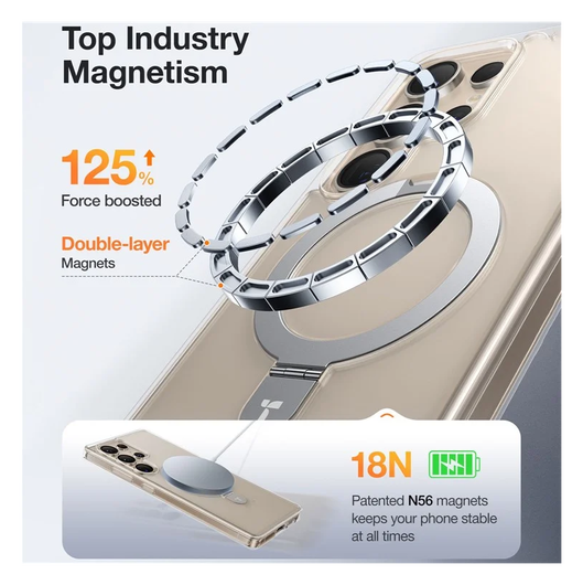 TORRAS Ostand Pro Magnetic Samsung S25 Ultra Hoesje met Stand Transparant afbeelding 7