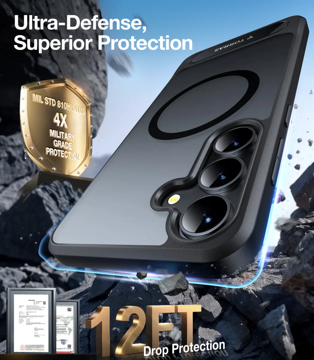 TORRAS Pstand Spin Magnetic Samsung Galaxy S25 Hoesje 360° Kickstand Zwart afbeelding 3