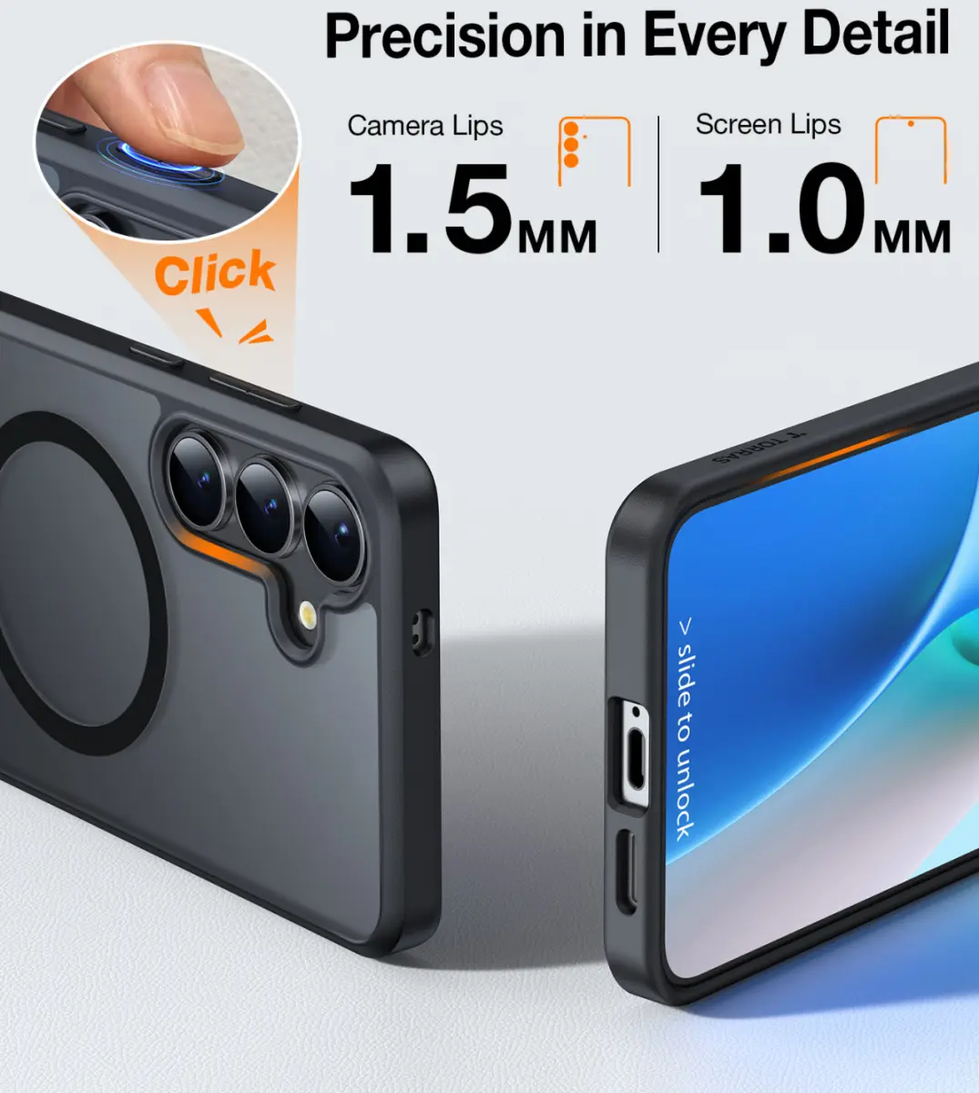 TORRAS Pstand Spin Magnetic Samsung Galaxy S25 Hoesje 360° Kickstand Zwart afbeelding 7
