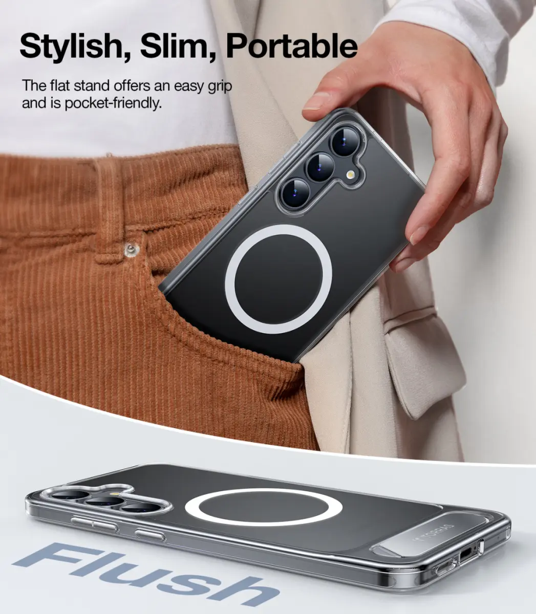 TORRAS Pstand Spin Magnetic Samsung Galaxy S25 Hoesje 360° Kickstand Transparant afbeelding 6