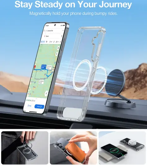 TORRAS Pstand Spin Magnetic Samsung Galaxy S25 Hoesje 360° Kickstand Transparant afbeelding 7