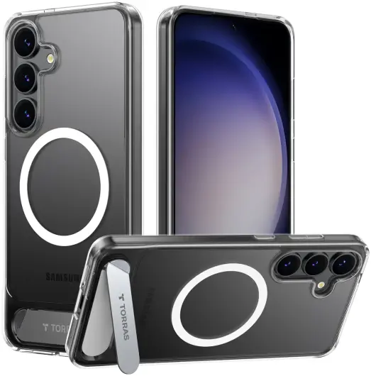 TORRAS Pstand Spin Magnetic Samsung Galaxy S25 Hoesje 360° Kickstand Transparant afbeelding 1