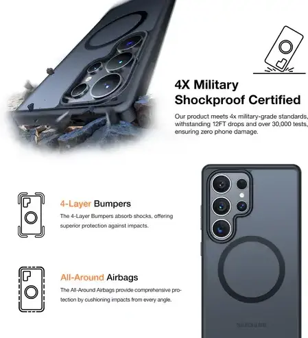 TORRAS Guardian Magnetic Samsung Galaxy S25 Ultra Hoesje Back Cover Zwart afbeelding 7