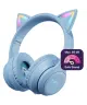 HappyCase Popz Draadloze Kinderkoptelefoon Met Verlichte Kattenoortjes Blauw