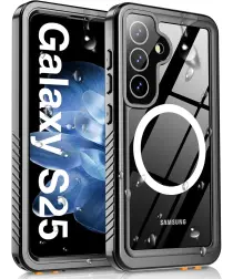 SBG Samsung Galaxy S25 Hoesje Waterdicht met MagSafe / Qi2 Transparant/Zwart