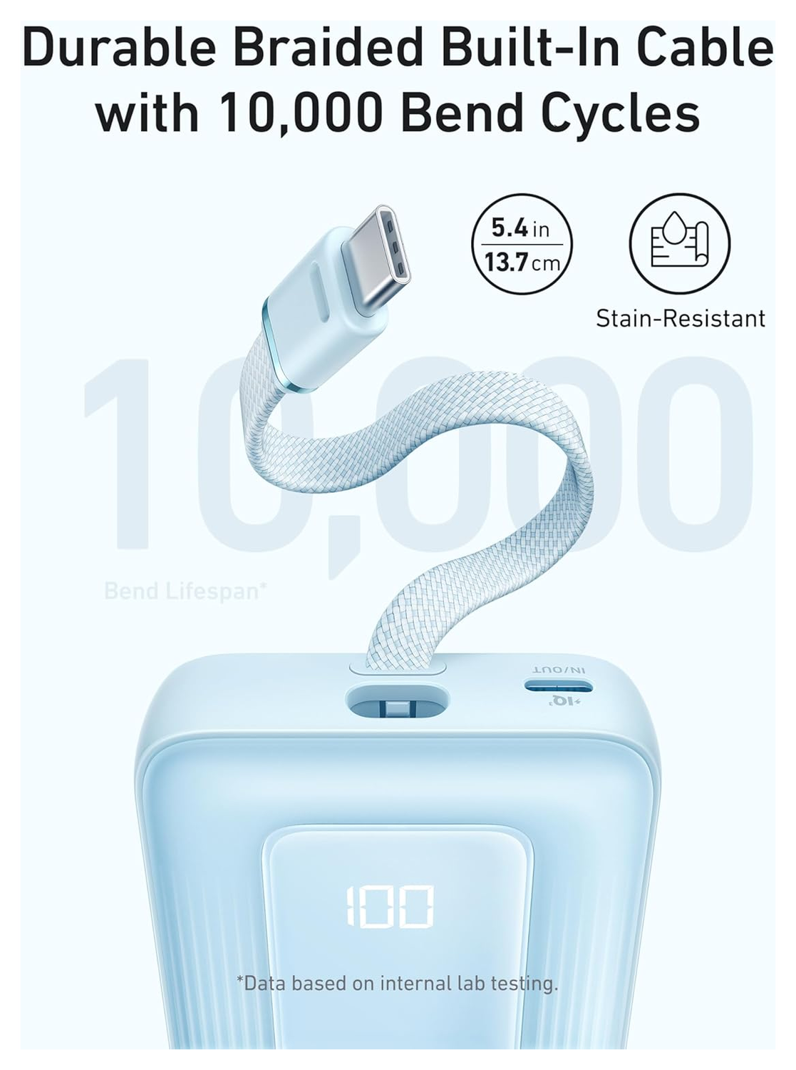 Anker Zolo 30W Powerbank met Ingebouwde Lanyard USB-C Kabel 10.000 mAh Zwart afbeelding 6