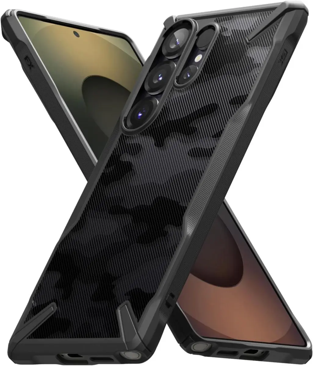 Ringke Fusion X Samsung Galaxy S25 Ultra Hoesje Back Cover Camo Zwart afbeelding 2