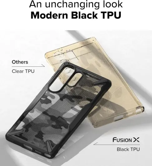Ringke Fusion X Samsung Galaxy S25 Ultra Hoesje Back Cover Camo Zwart afbeelding 5