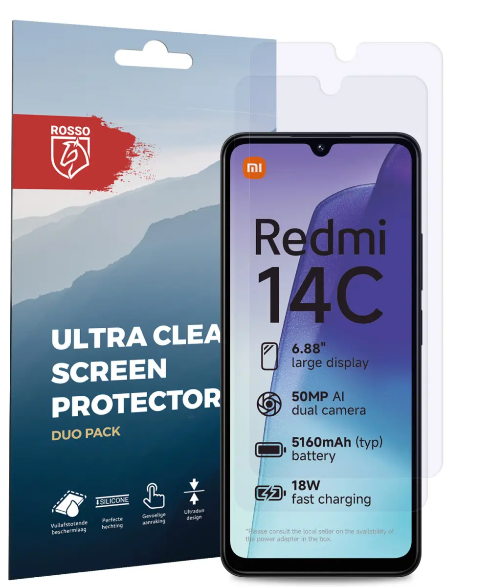 Rosso Xiaomi Redmi 14C Screen Protector Case Friendly Folie Duo Pack afbeelding 7