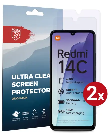 Rosso Xiaomi Redmi 14C Screen Protector Case Friendly Folie Duo Pack afbeelding 1