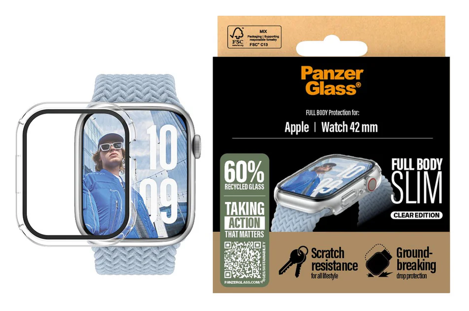 PanzerGlass Full Body Slim Apple Watch 10 42MM Screen Protector Transparant afbeelding 1